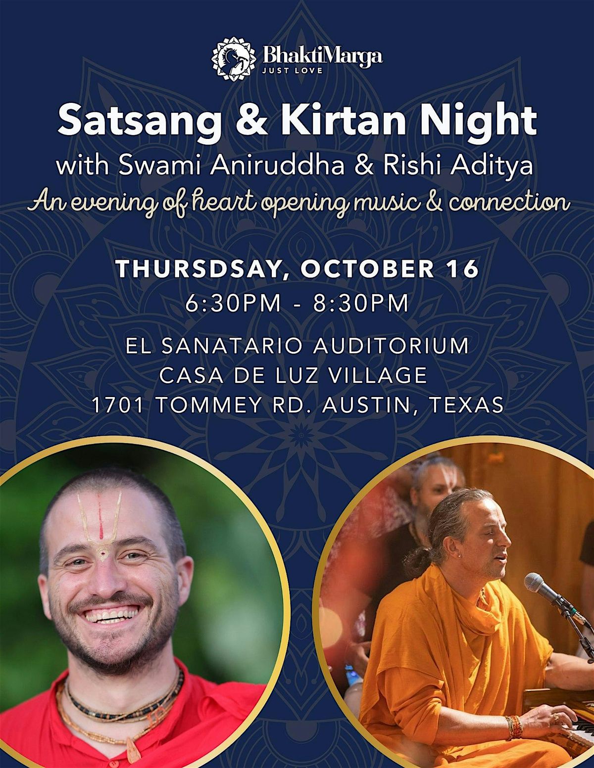 Satsang and Kirtan with Swami Annirudha and Rishi Aditya