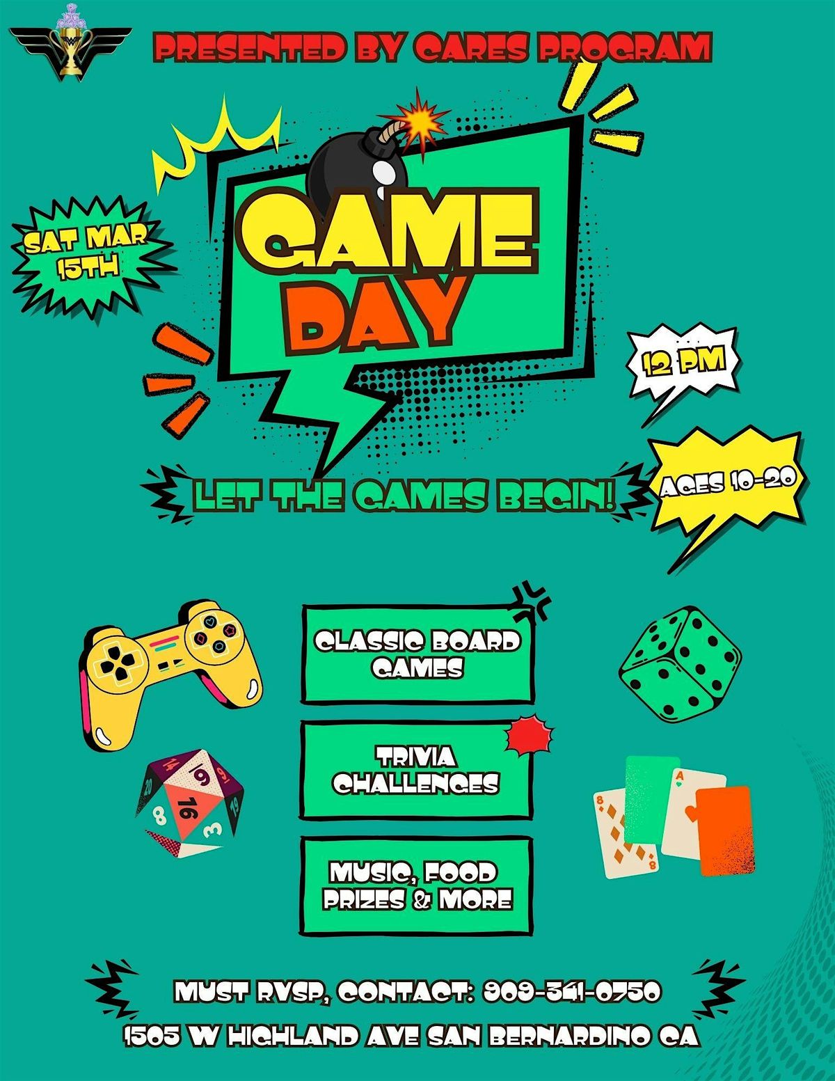 GAME DAY- FREE EVENT FOR YOUTH AGES 10-20