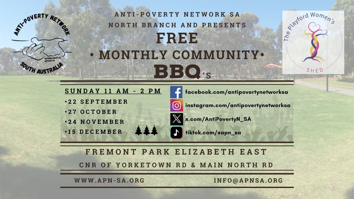 Free Northern Branch Monthly Community BBQ