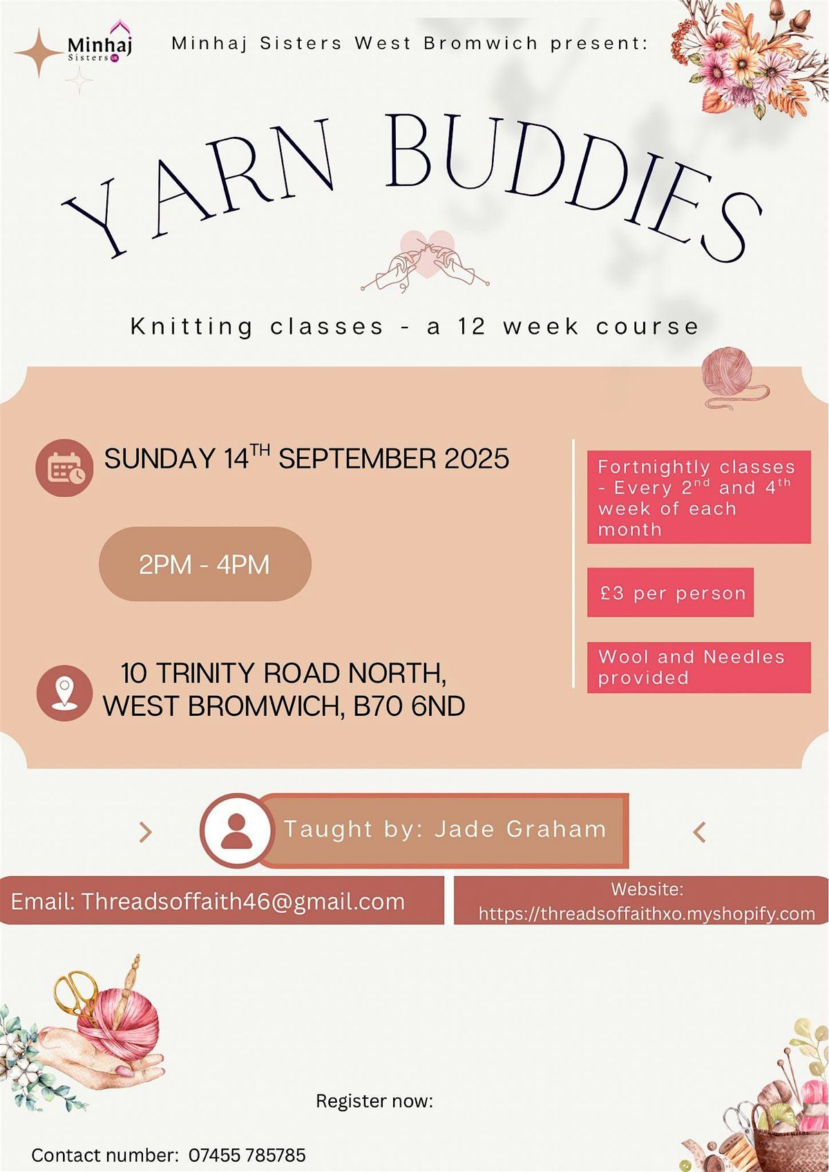 Yarn Buddies: 12-Week Knitting Course (with Jade Graham) | West Bromwich