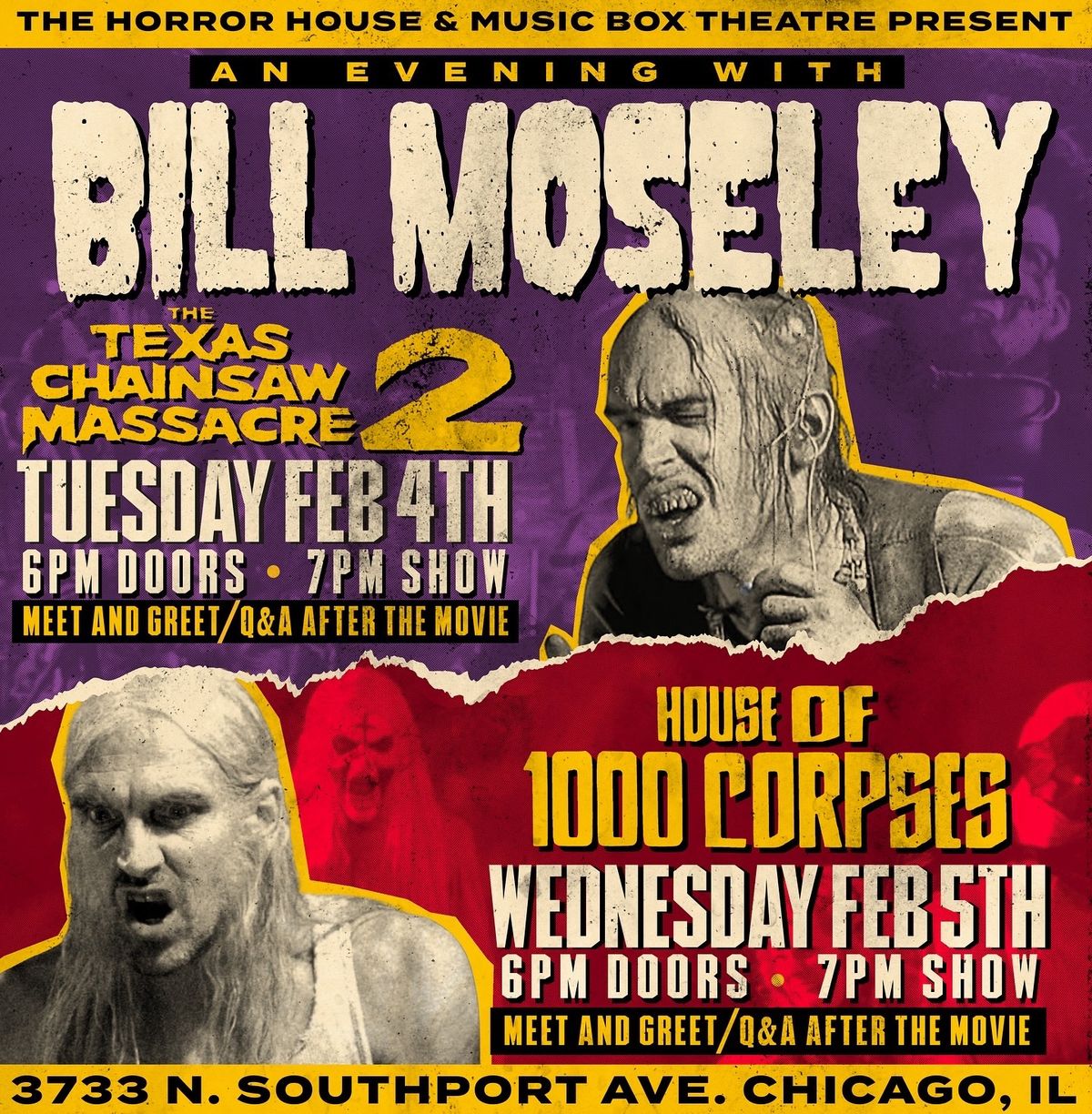 BILL MOSELEY 2 NIGHT DOUBLE FEATURE @ MUSIC BOX