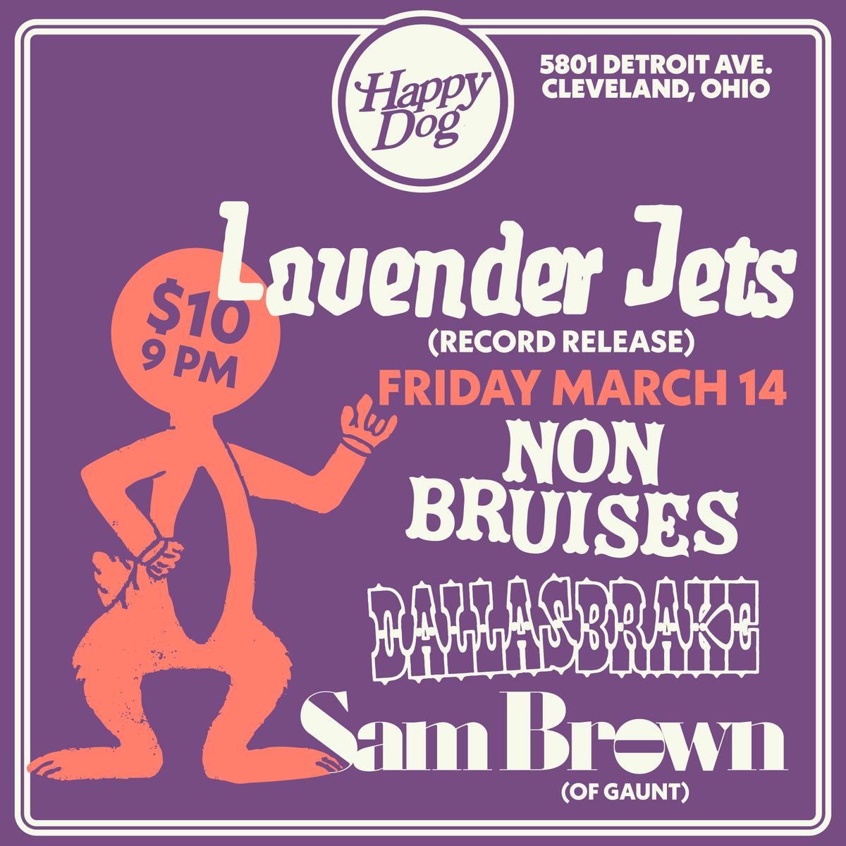 Lavender Jets Record Release Show w\/ Non-Bruises, Dallas Brake & Sam Brown (of Gaunt)