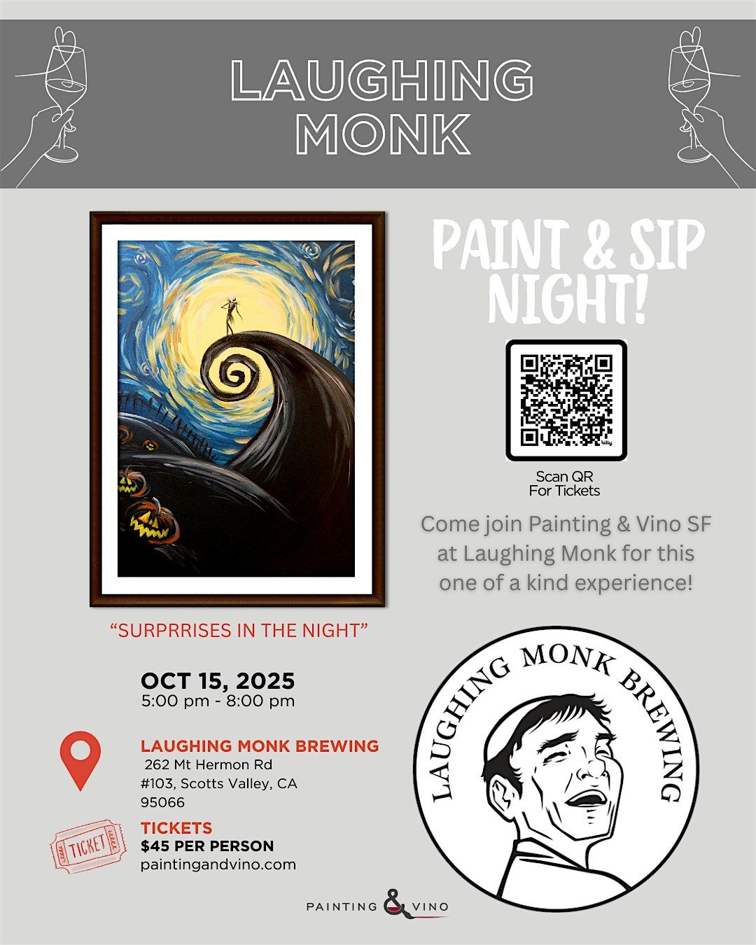 "Nightmare in the Starry Night" Paint & Sip @ Laughing Monk