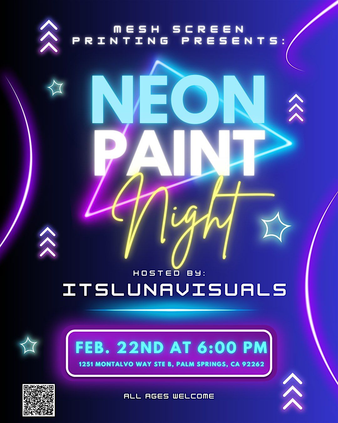 Neon Paint Night - Mesh Screen Printing