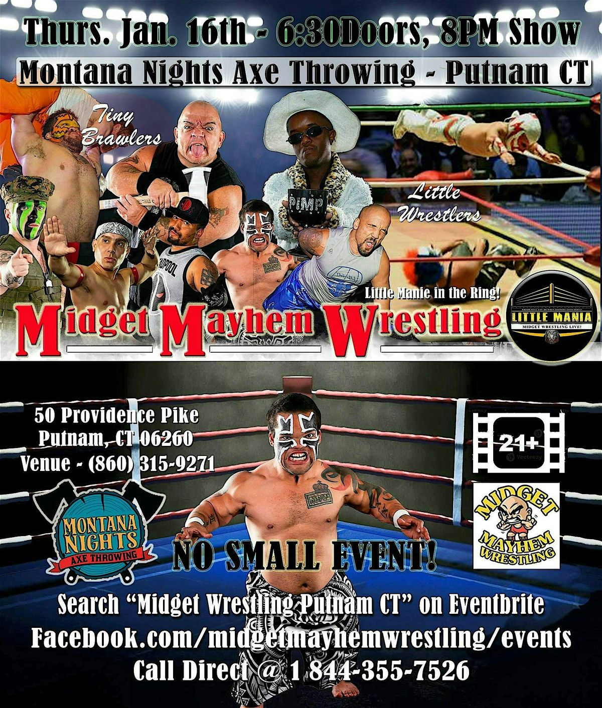 Midget Mayhem Wrestling Rips Through the Ring! Putnam CT 21+