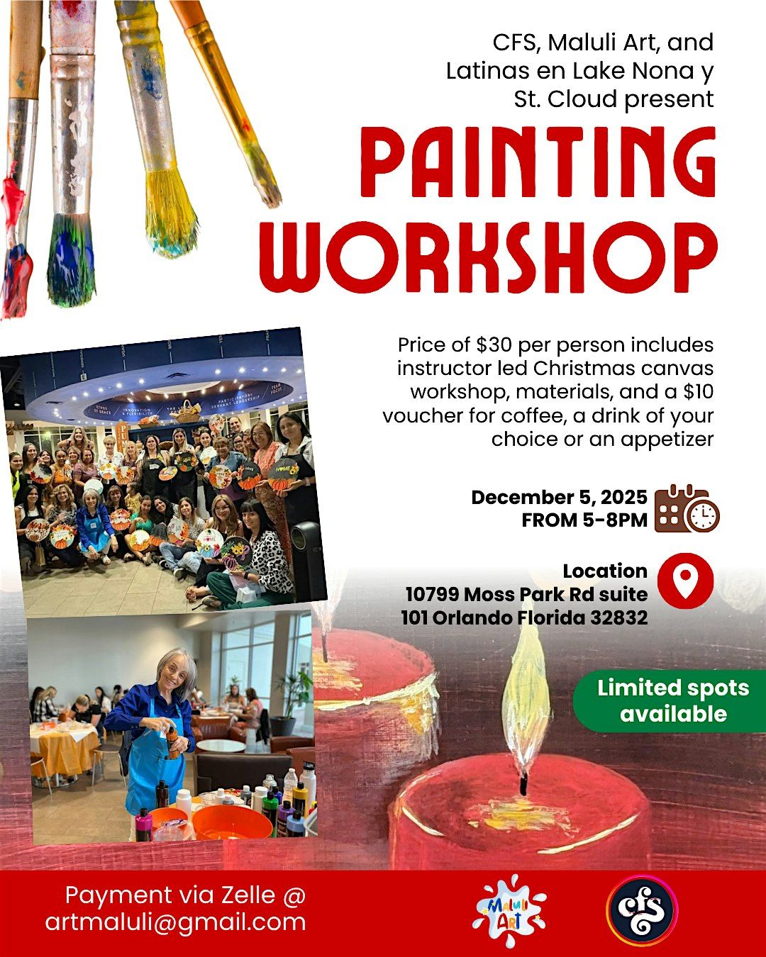 Painting workshop  $30 to artmaluli@gmail.com