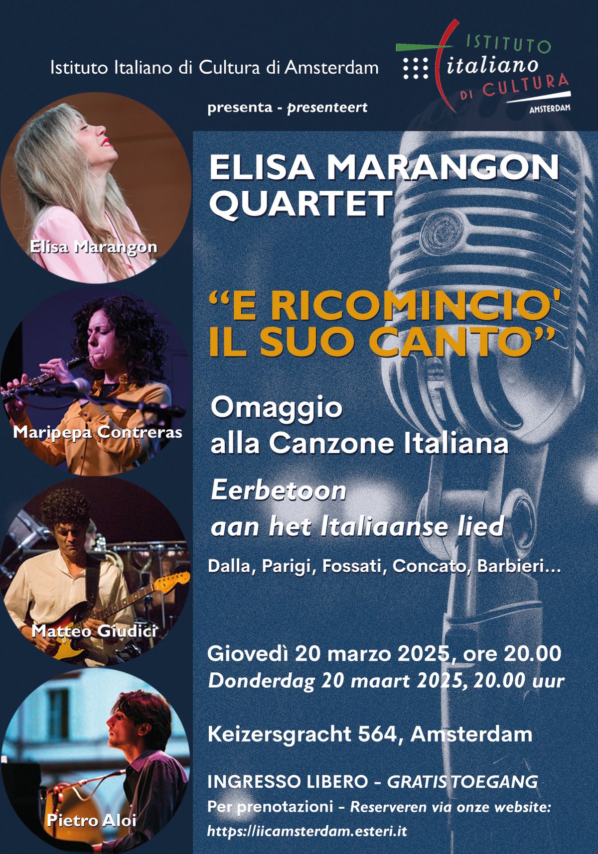 ELISA MARANGON QUARTET - \u201cE RICOMINCIO' IL SUO CANTO\u201d - Omaggio alla Canzone Italiana