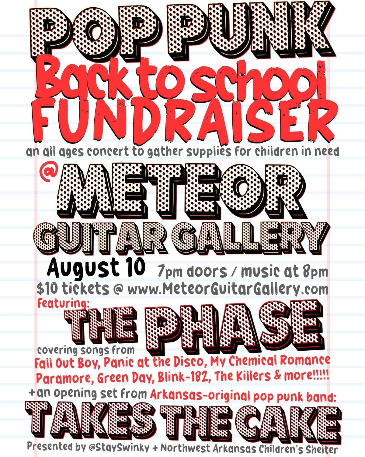 Pop Punk BACK TO SCHOOL Fundraiser with THE PHASE + TAKES THE CAKE