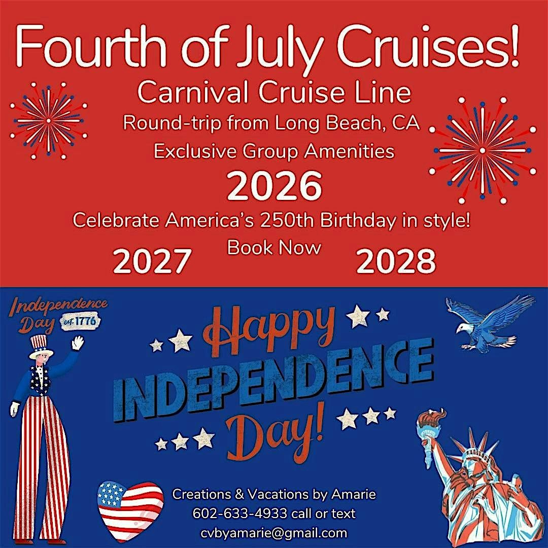West Coast Fourth Of July Sailings 2026-2028