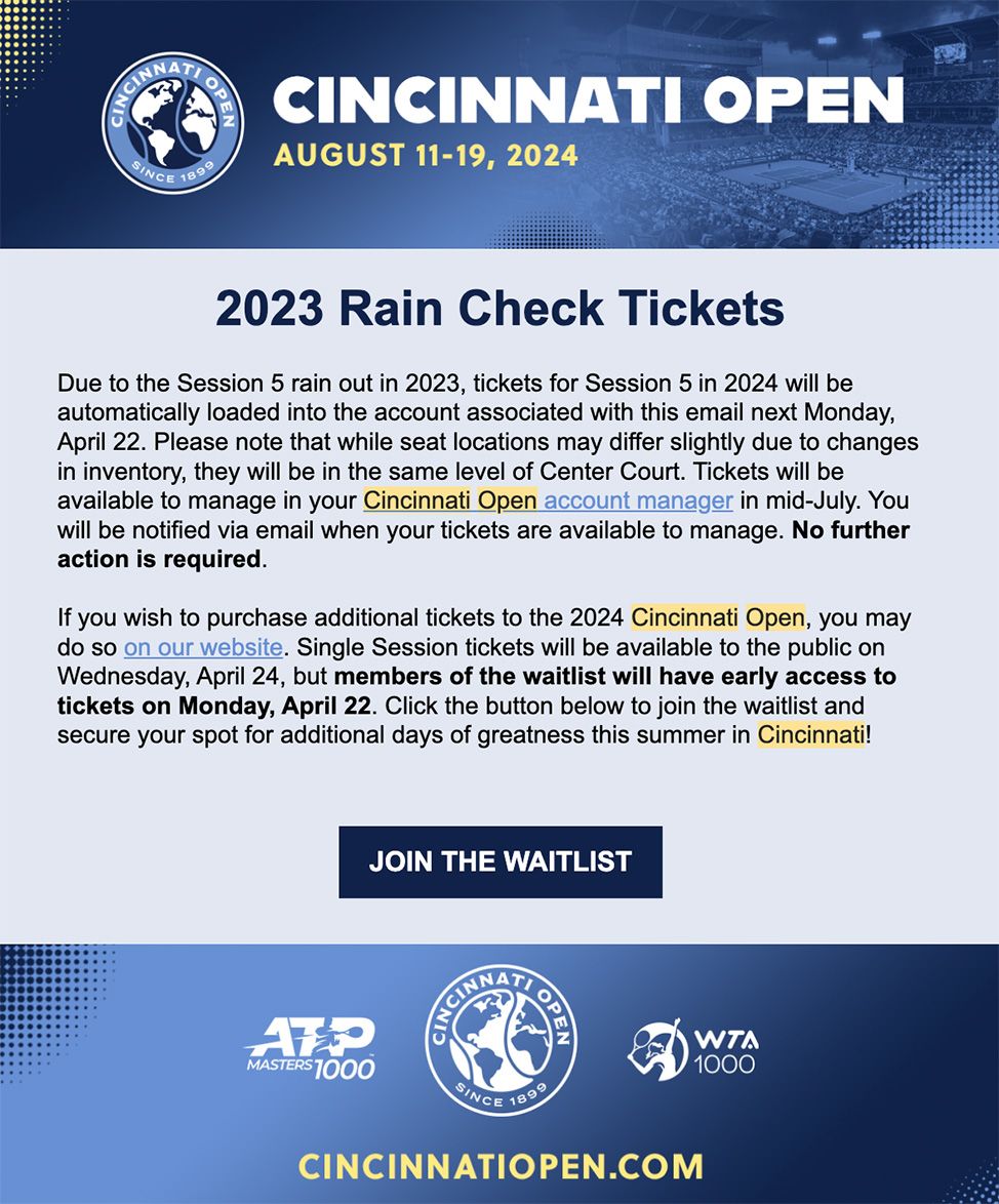 Cincinnati Open Tennis - All Sessions Pass