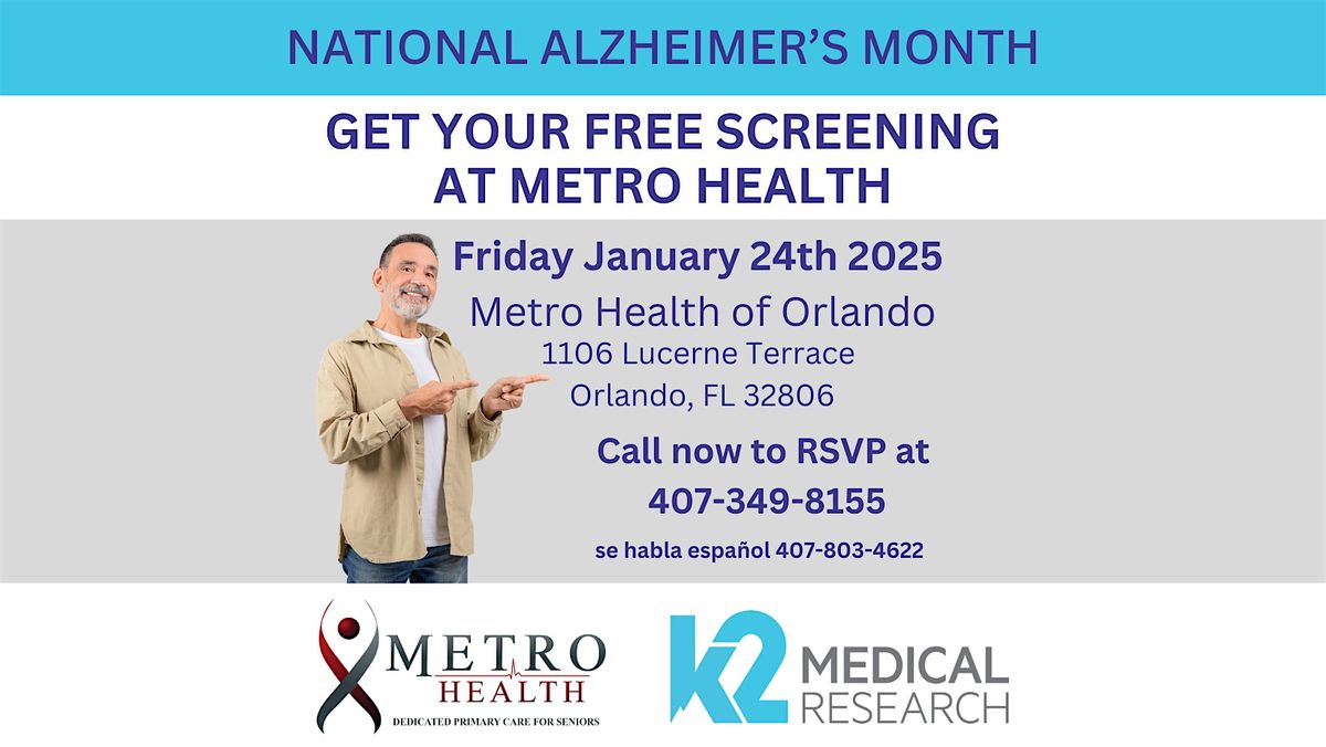 Free Memory Screenings for Seniors at Metro Health of Orlando