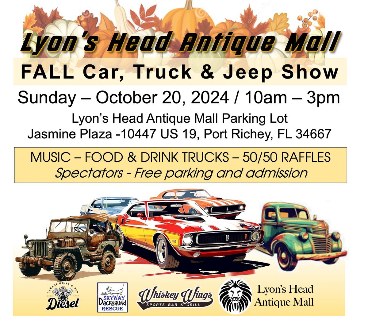 SATURDAY, Oct 20th - Car, Truck & Jeep show!  