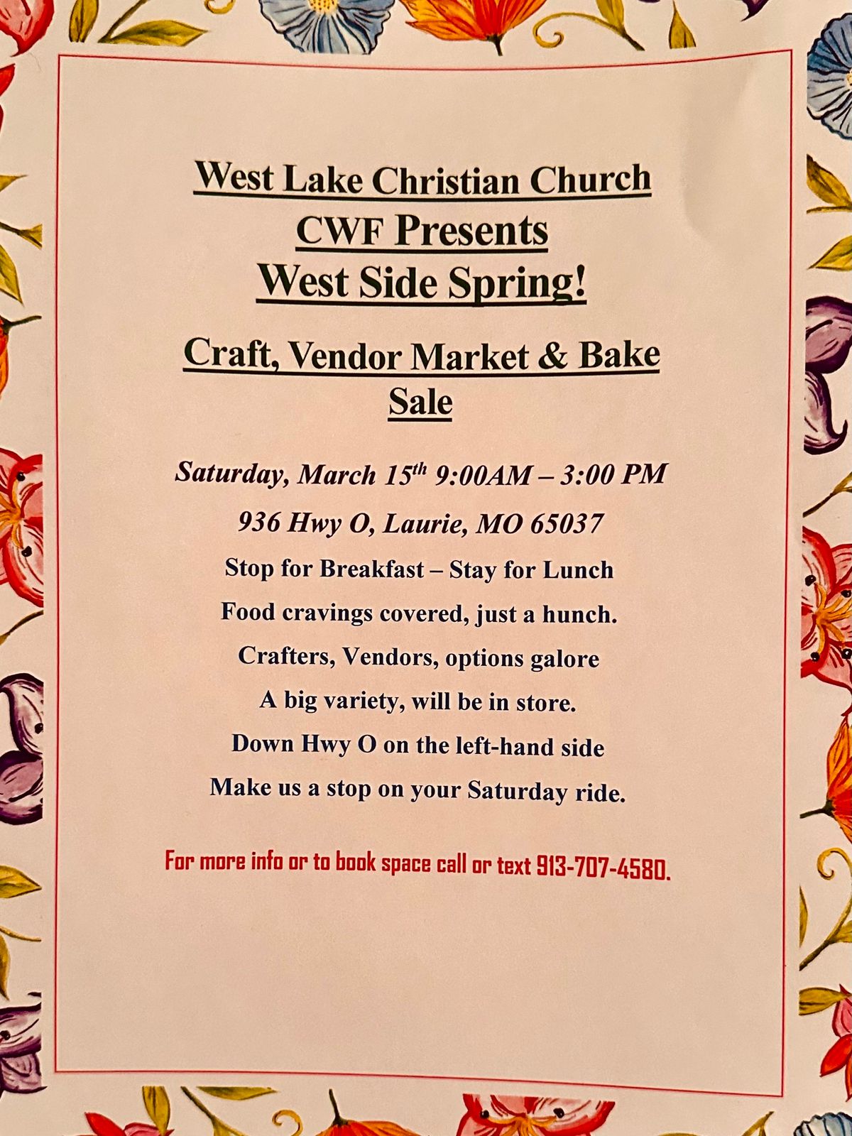 West Side Spring! Craft, Vendor Market & Bake Sale