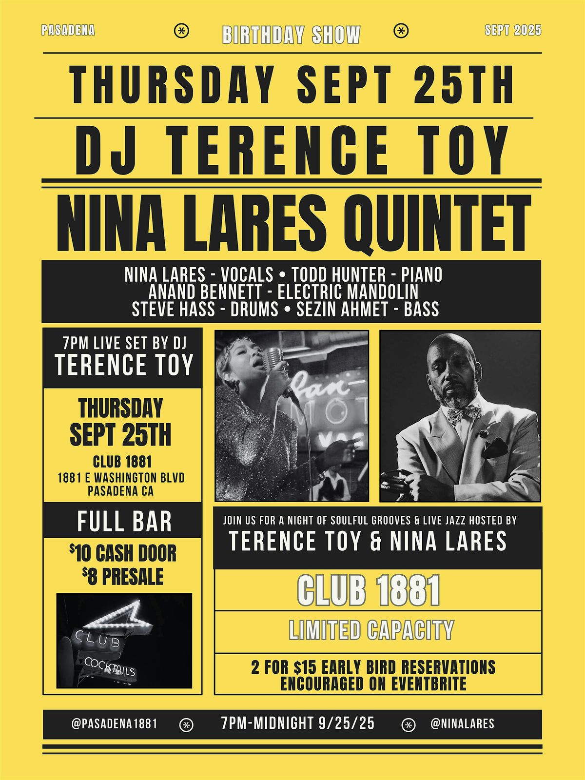 Nina Lares Quintet @ 1881 \u2014 All-Star Ensemble + DJ Terence Toy