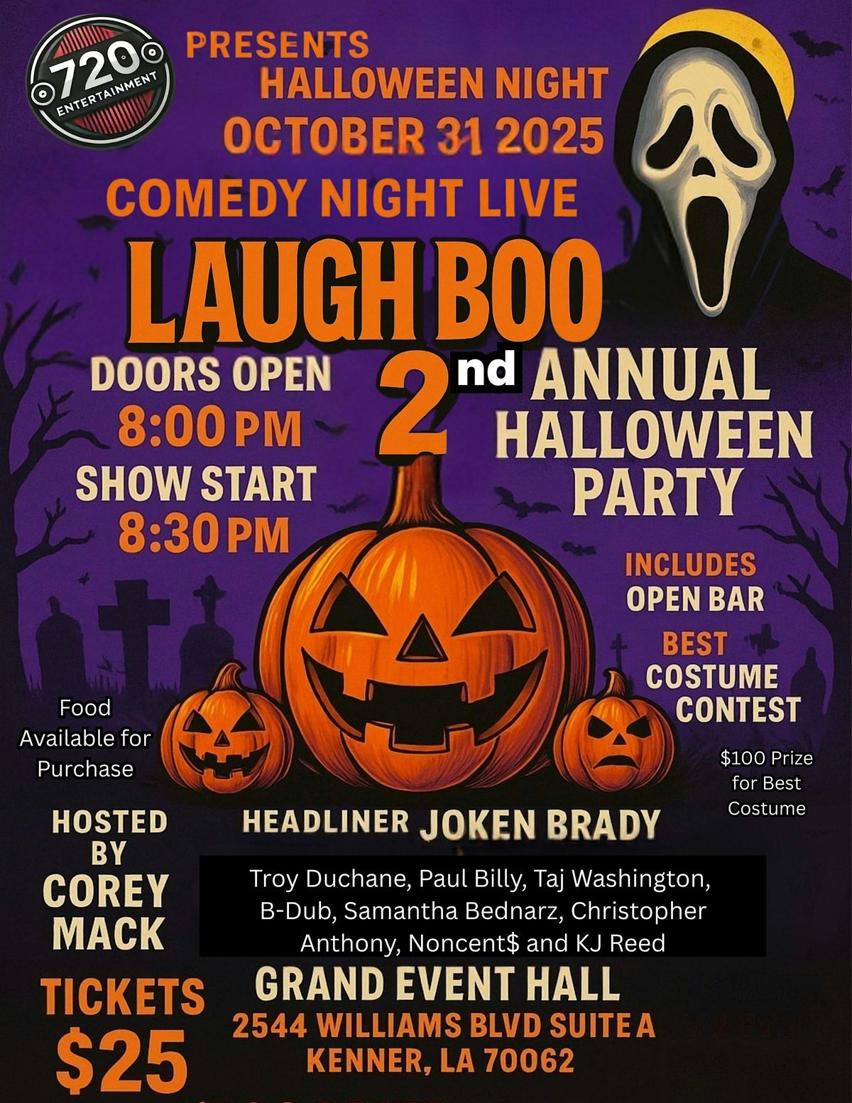 720 Presents Comedy Night Live: Laugh Boo 2nd Annual Halloween Party