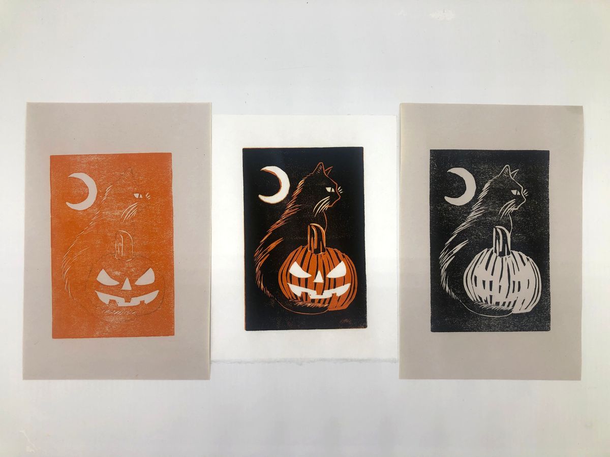 Reductive Printmaking- Halloween Edition