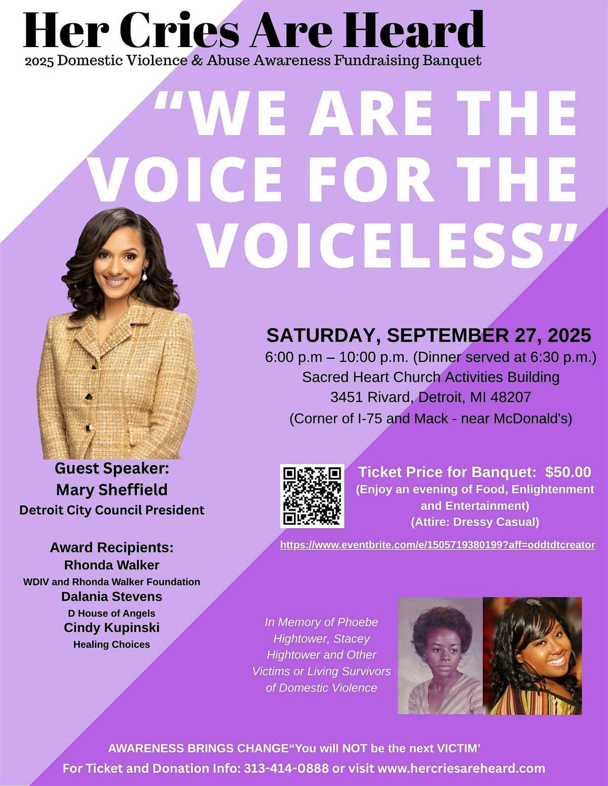 HER CRIES ARE HEARD Domestic Violence & Abuse Awareness Fundraising Banquet