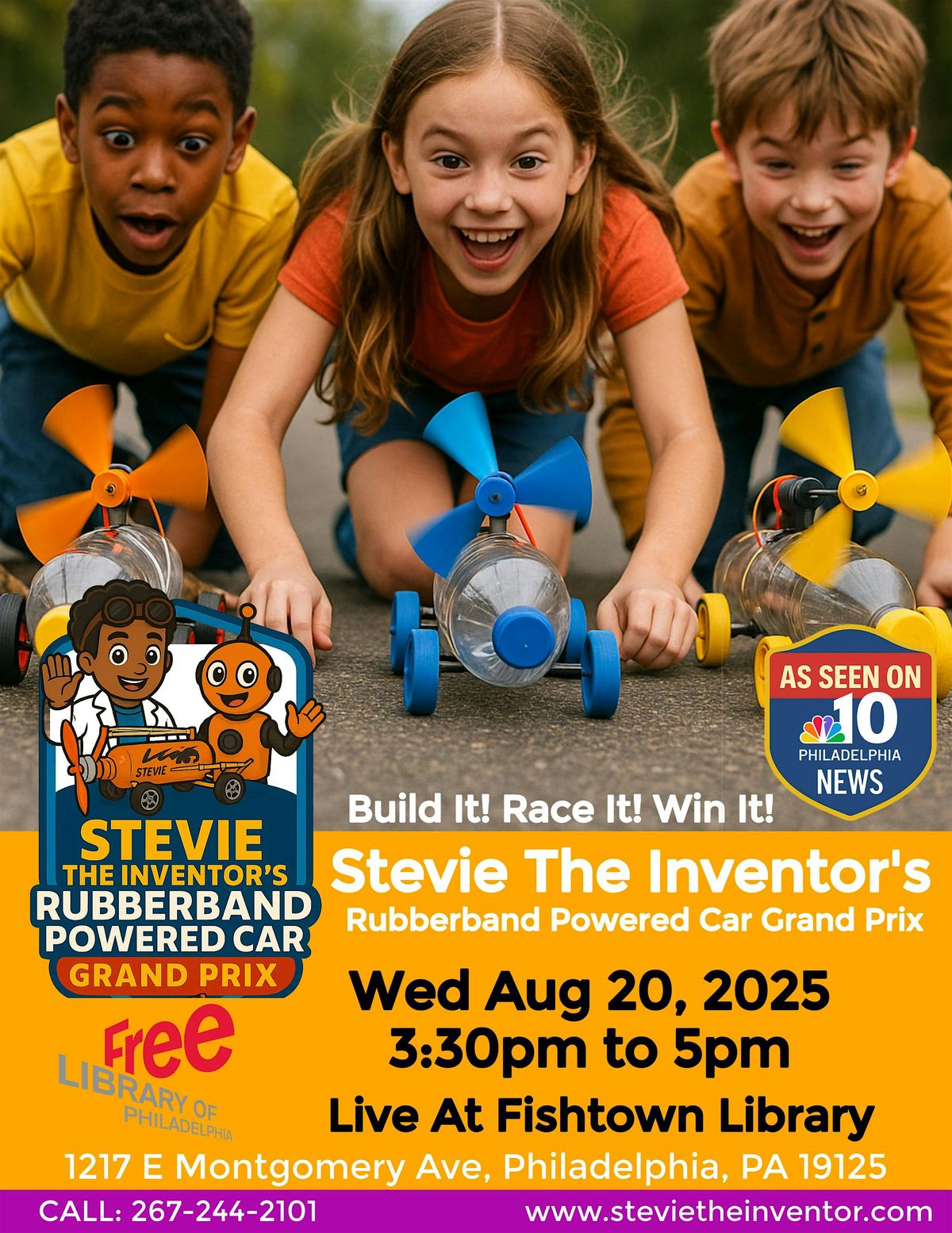 Stevie The Inventor's Rubberband Powered Car Grand Prix