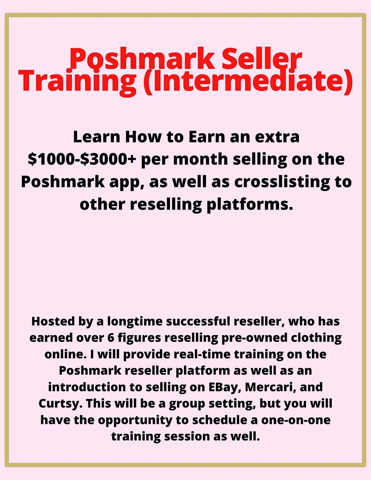 Poshmark\/Ebay Seller Training