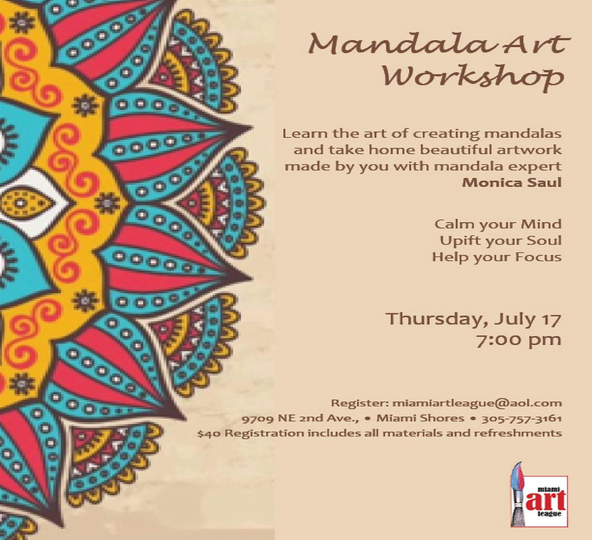 Mandala Art Workshop with expert Monica Saul