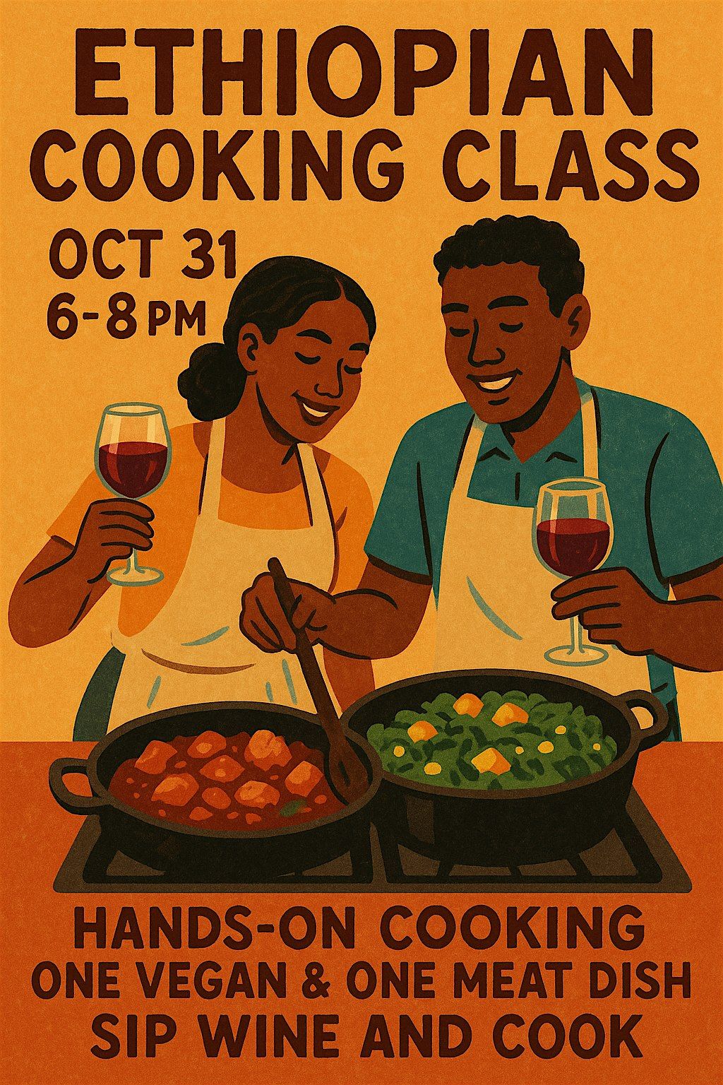 Konjo Me Ethiopian Hands-On Cooking Experience \u2013 Vegan + Meat Dishes!