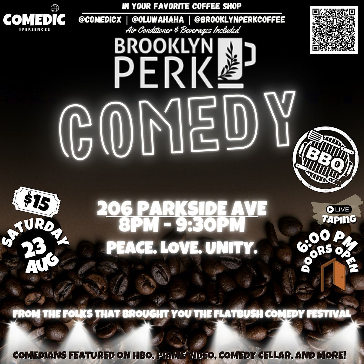 BROOKLYN PERK COFFEE BBQ COMEDY SHOW