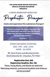 Upper Room Prayer Team hosting: 6 week prophetic prayer workshops