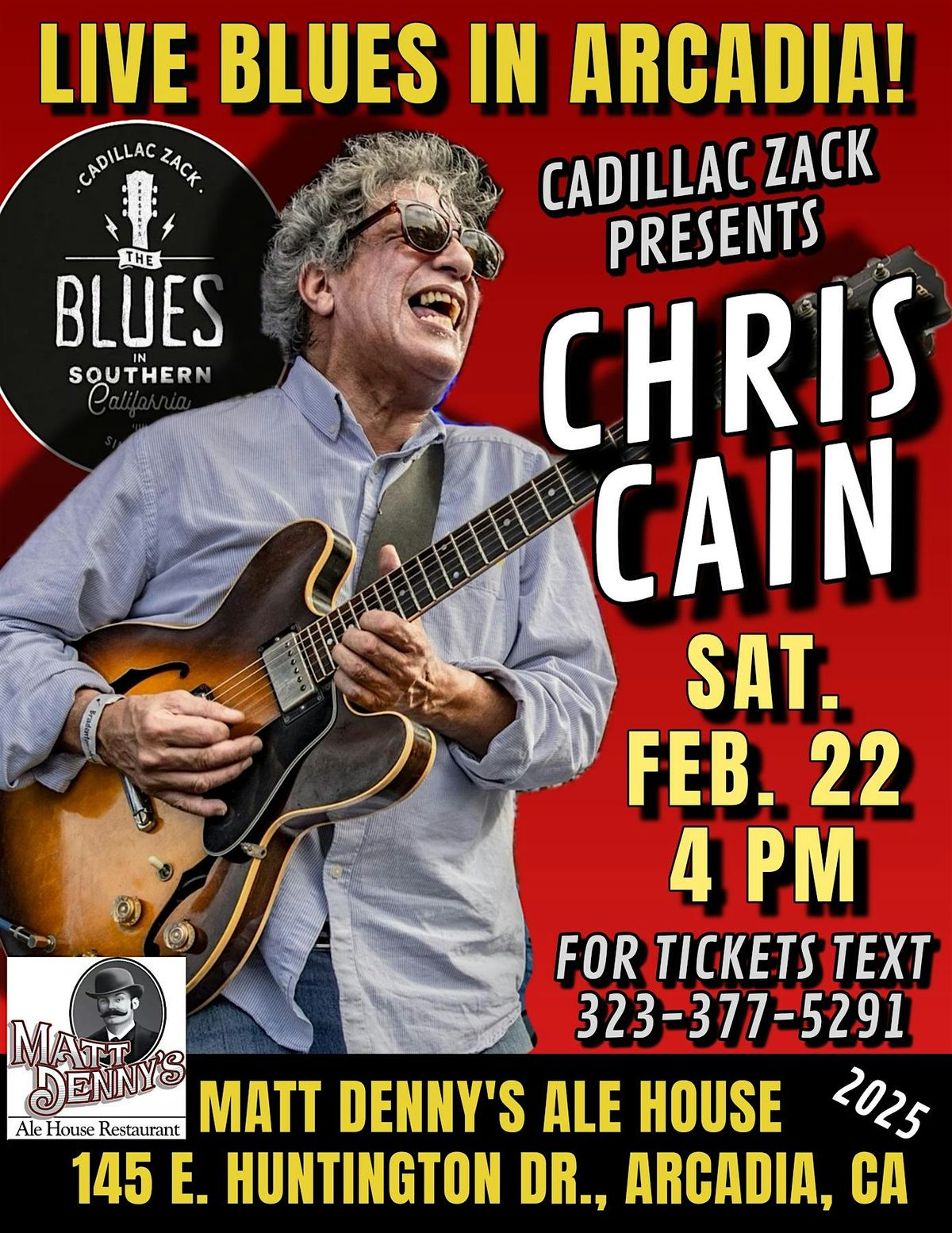 CHRIS CAIN - Blues Guitar Legend - in Arcadia!