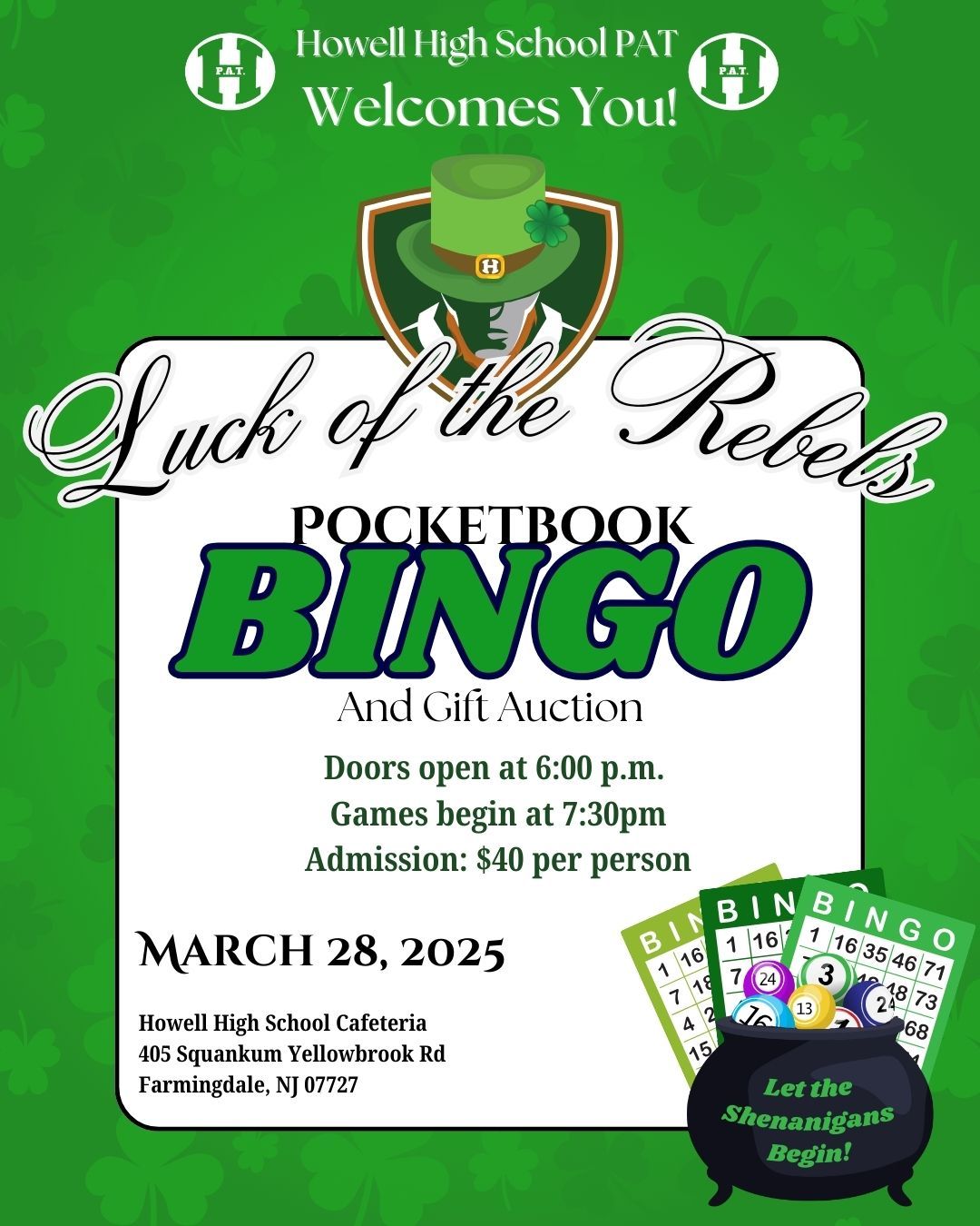 Luck of the Rebels Pocketbook Bingo and Gift Auction