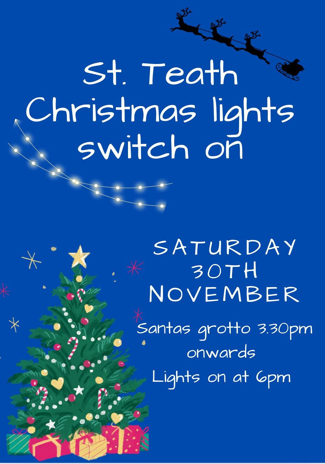 St. Teath Christmas lights switch on