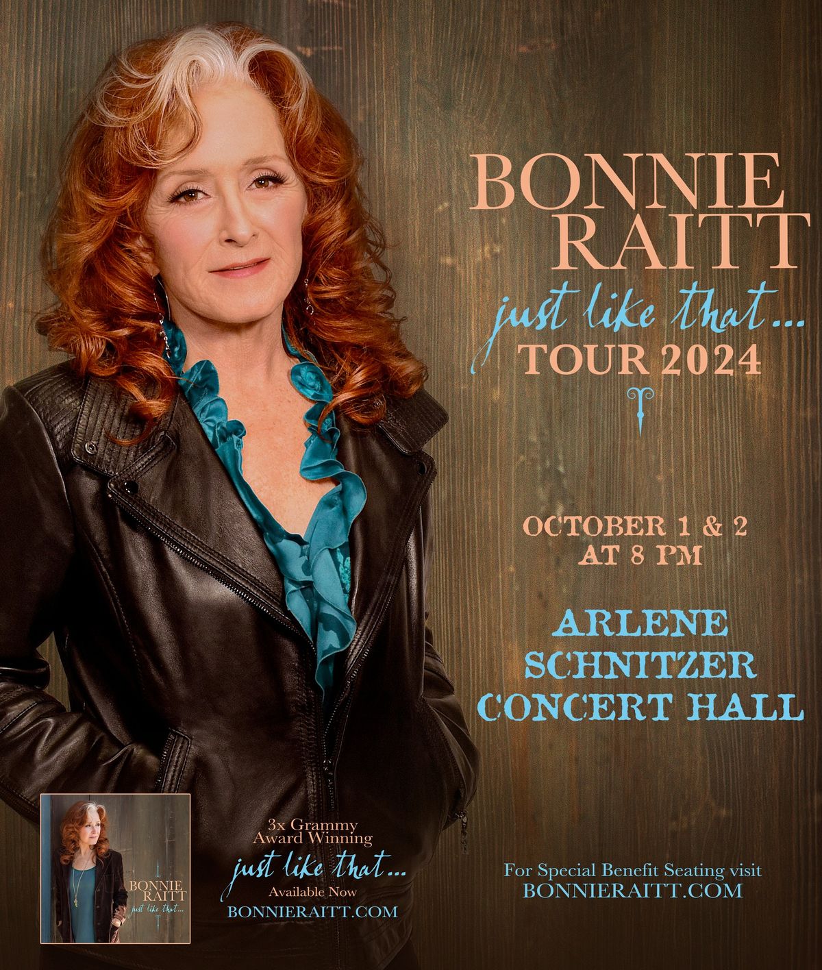 Bonnie Raitt: Just Like That...Tour 2024 - Schnitzer Concert Hall - Two Nights!