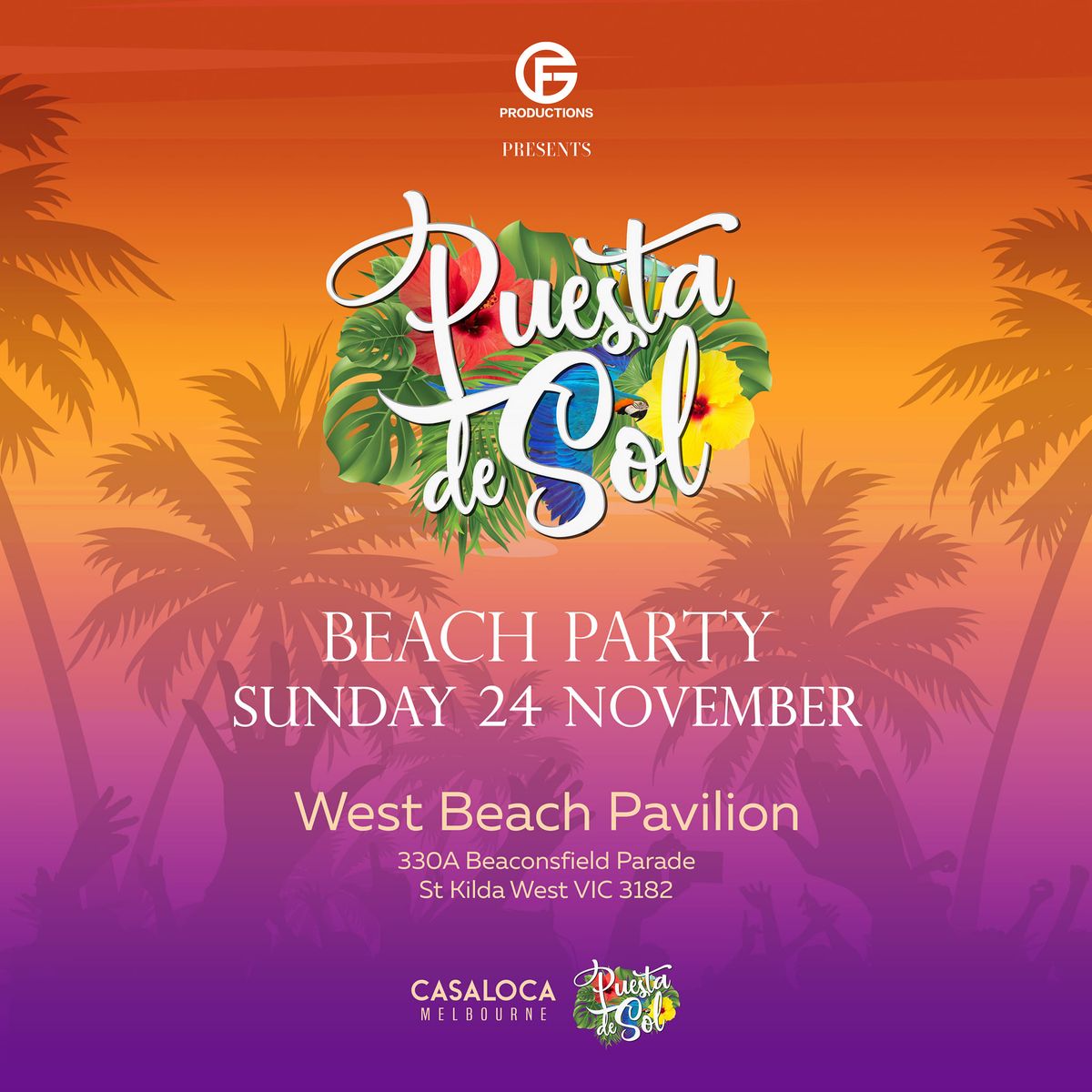 Puesta De Sol Beach Party | Sun 24 Nov | West Beach Pavilion 