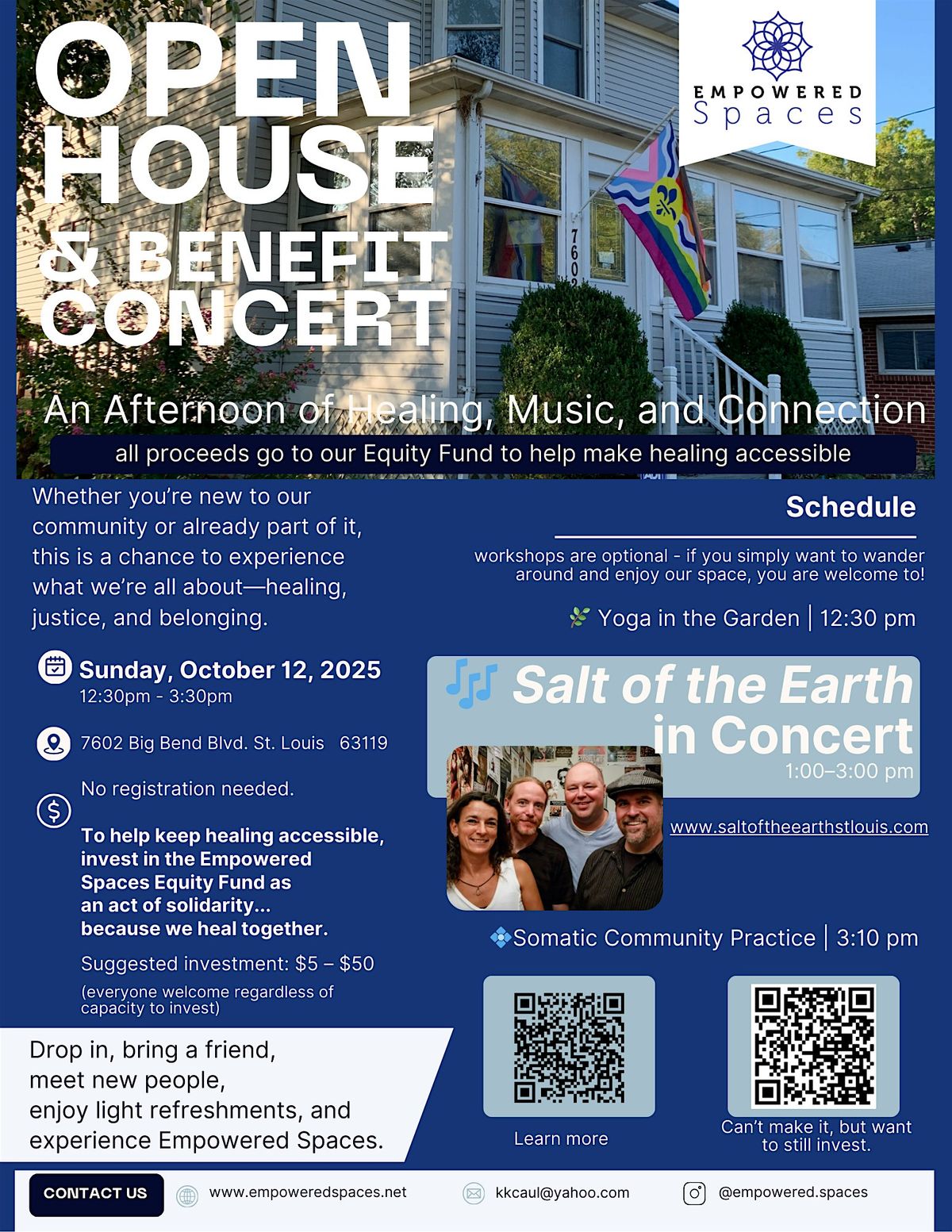 Empowered Spaces Open House & Benefit Concert with Salt Of The Earth
