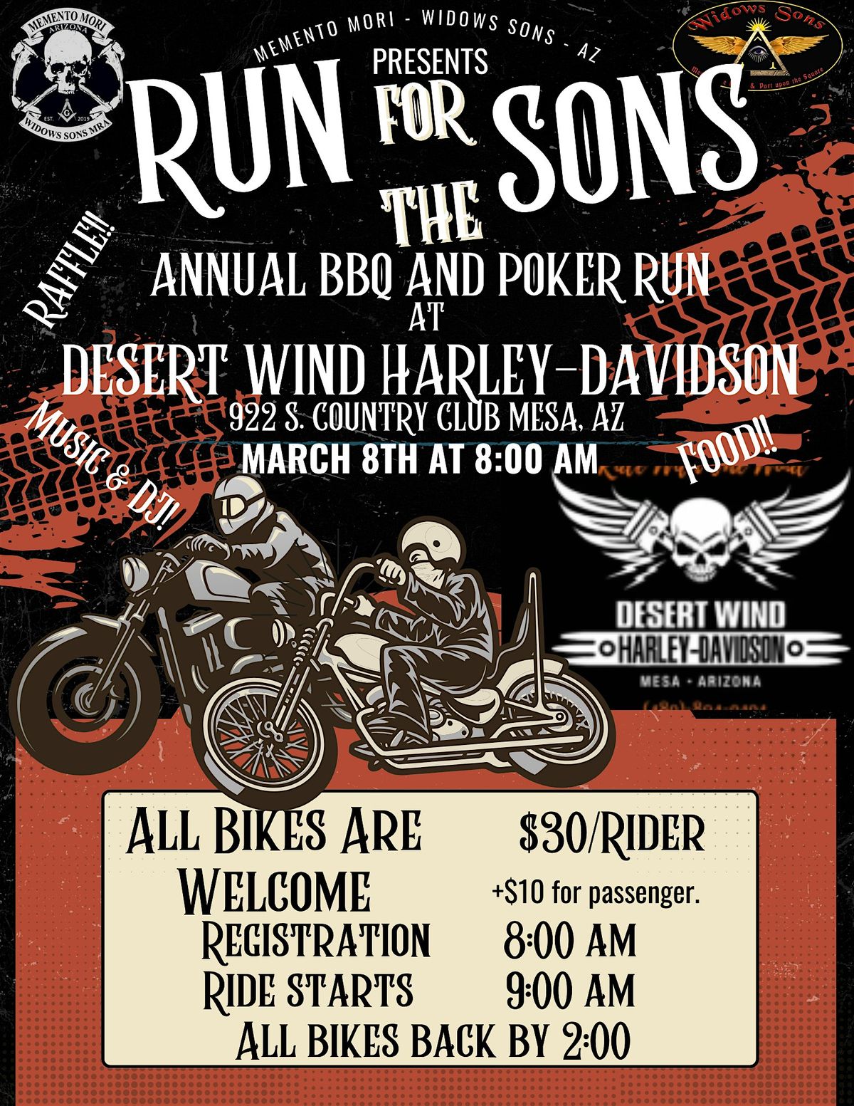 Widows Sons - Memento Mori 2025 Poker Run ( Run for the Sons)