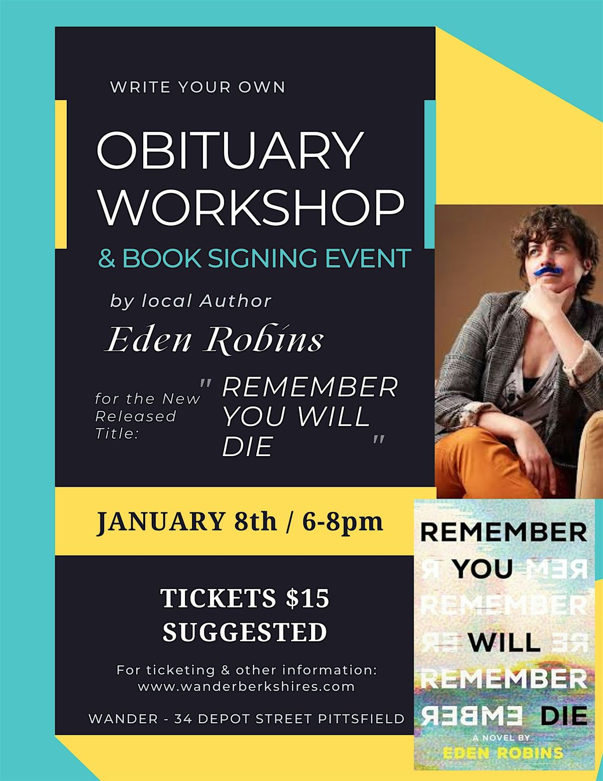 Write Your Own Obituary Workshop and Book Reading & Signing