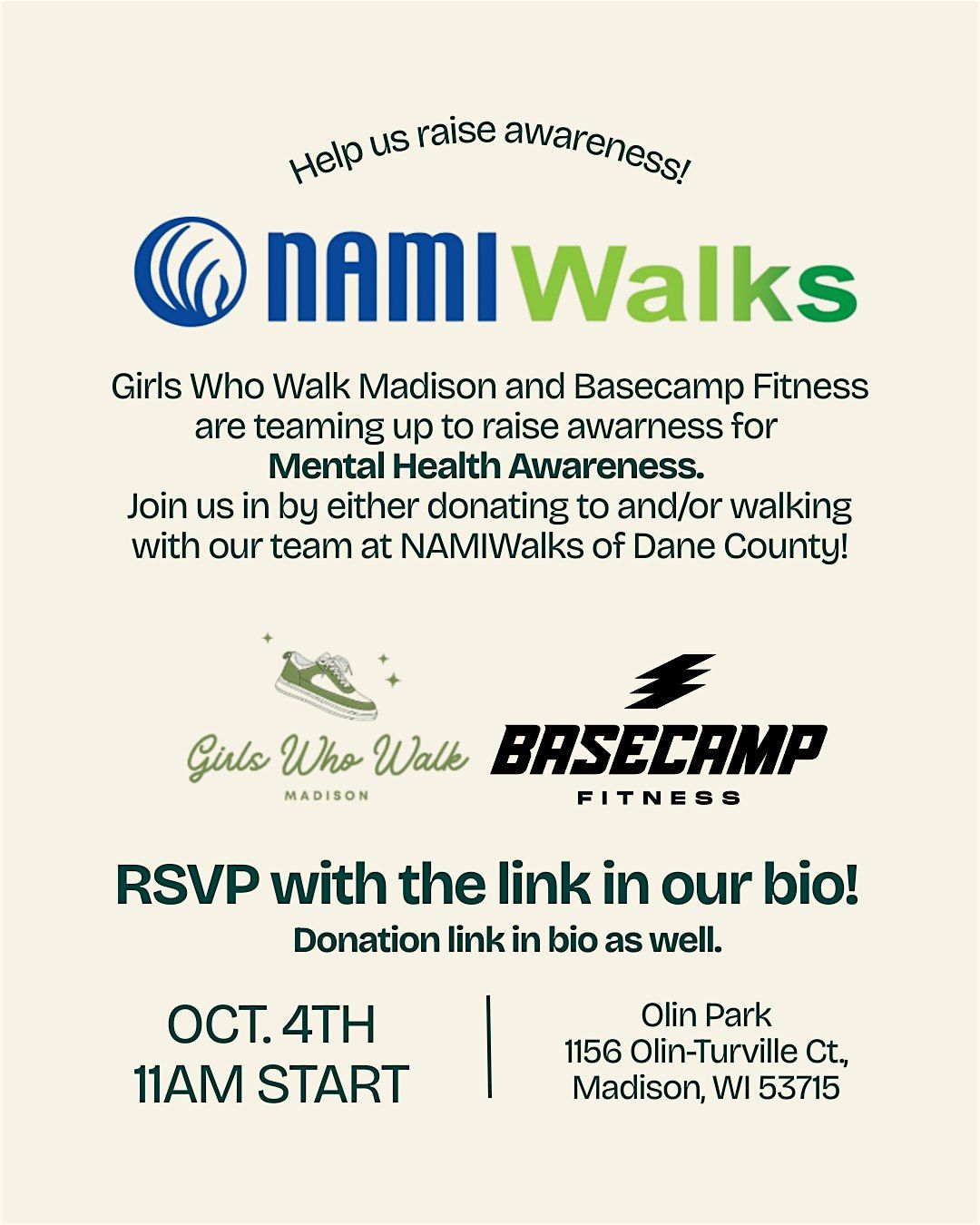 Basecamp Fitness x @girlswhowalkmsn NAMIWalk Team!