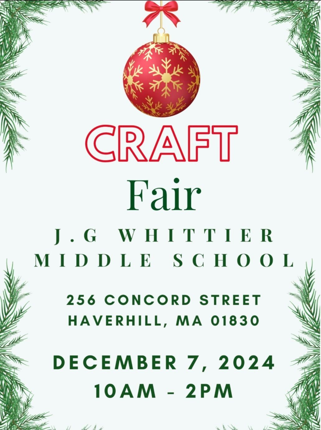 J.G. Whittier Middle School Craft Fair