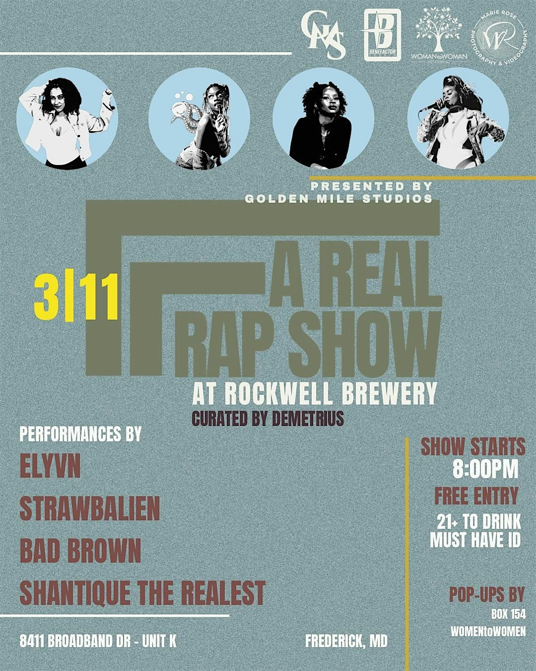 Tuesday Night Celebration of Women!  A Real Rap Show 3\/11