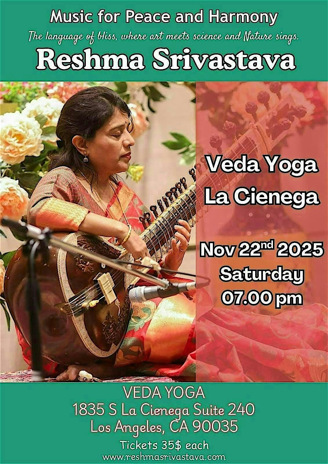 Classical Indian Sitar Music - Reshma Srivastava at Veda Yoga