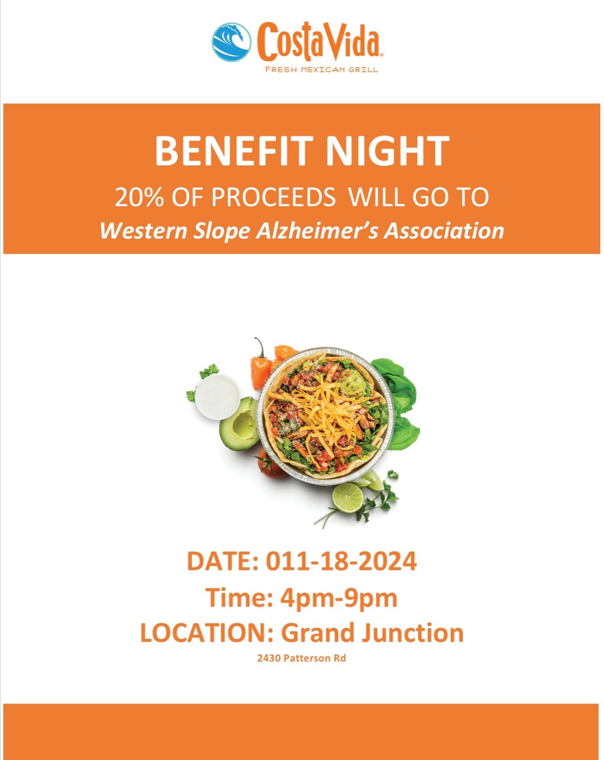 Grand Junction- Costa Vida Give Back Night!