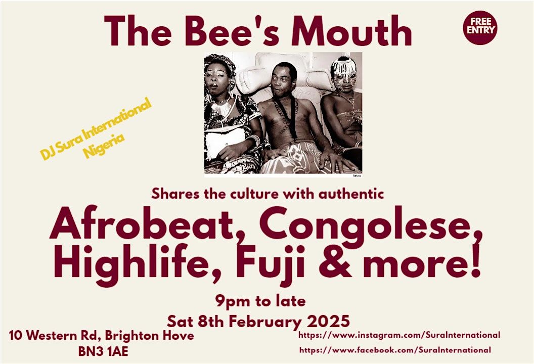 Afrobeat Brighton Party at The Bee's Mouth Brighton