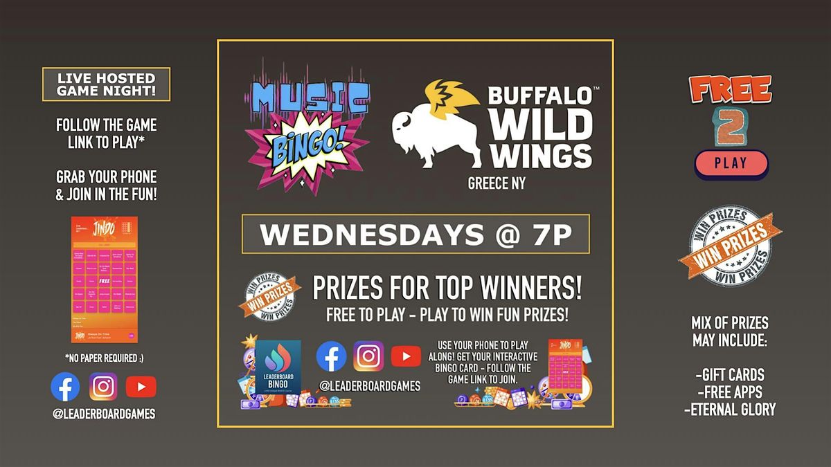 Music BINGO  Game Night | Buffalo Wild Wings - Greece - Rochester NY WED 7p