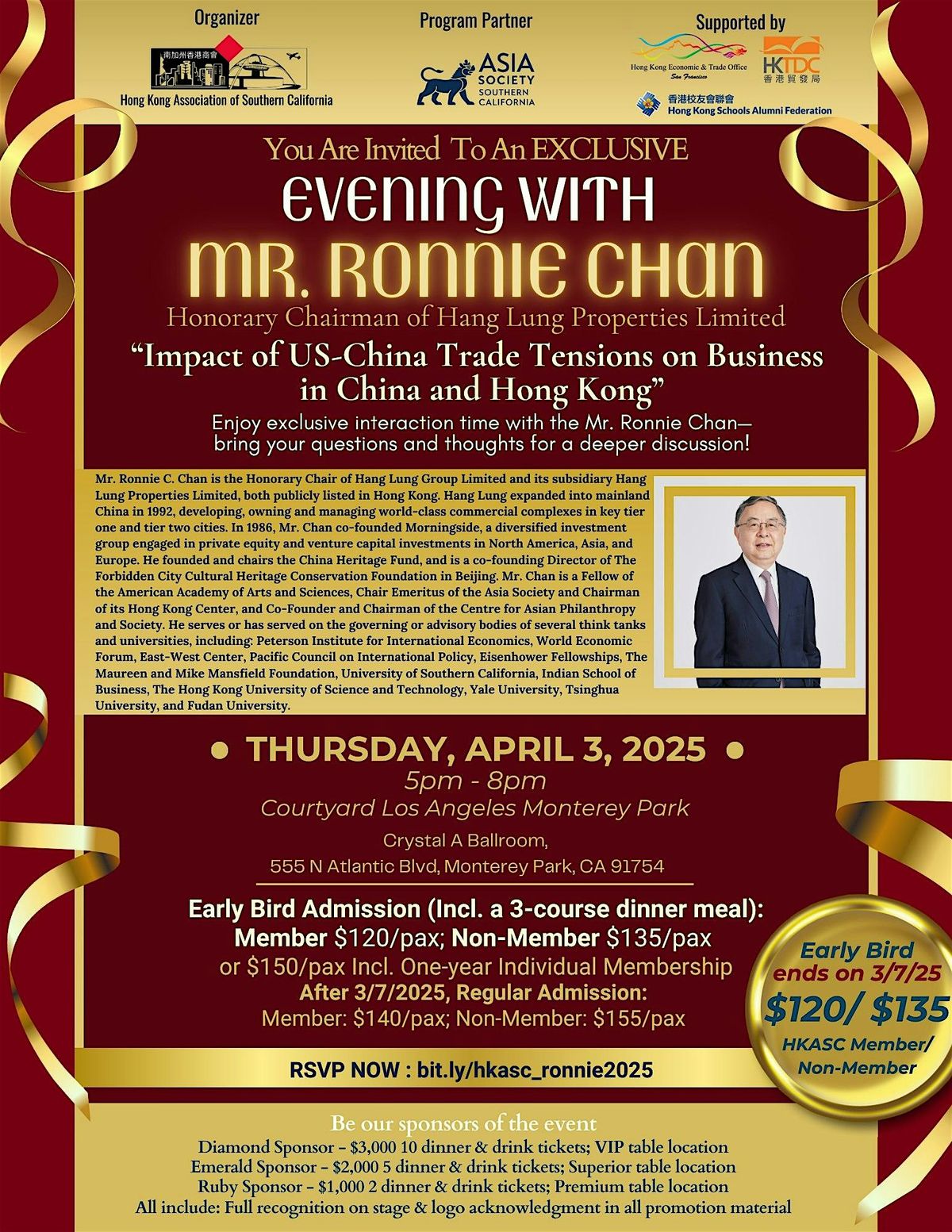 An Exclusive Evening with Mr. Ronnie Chan, Honorary Chairman of Hang Lung