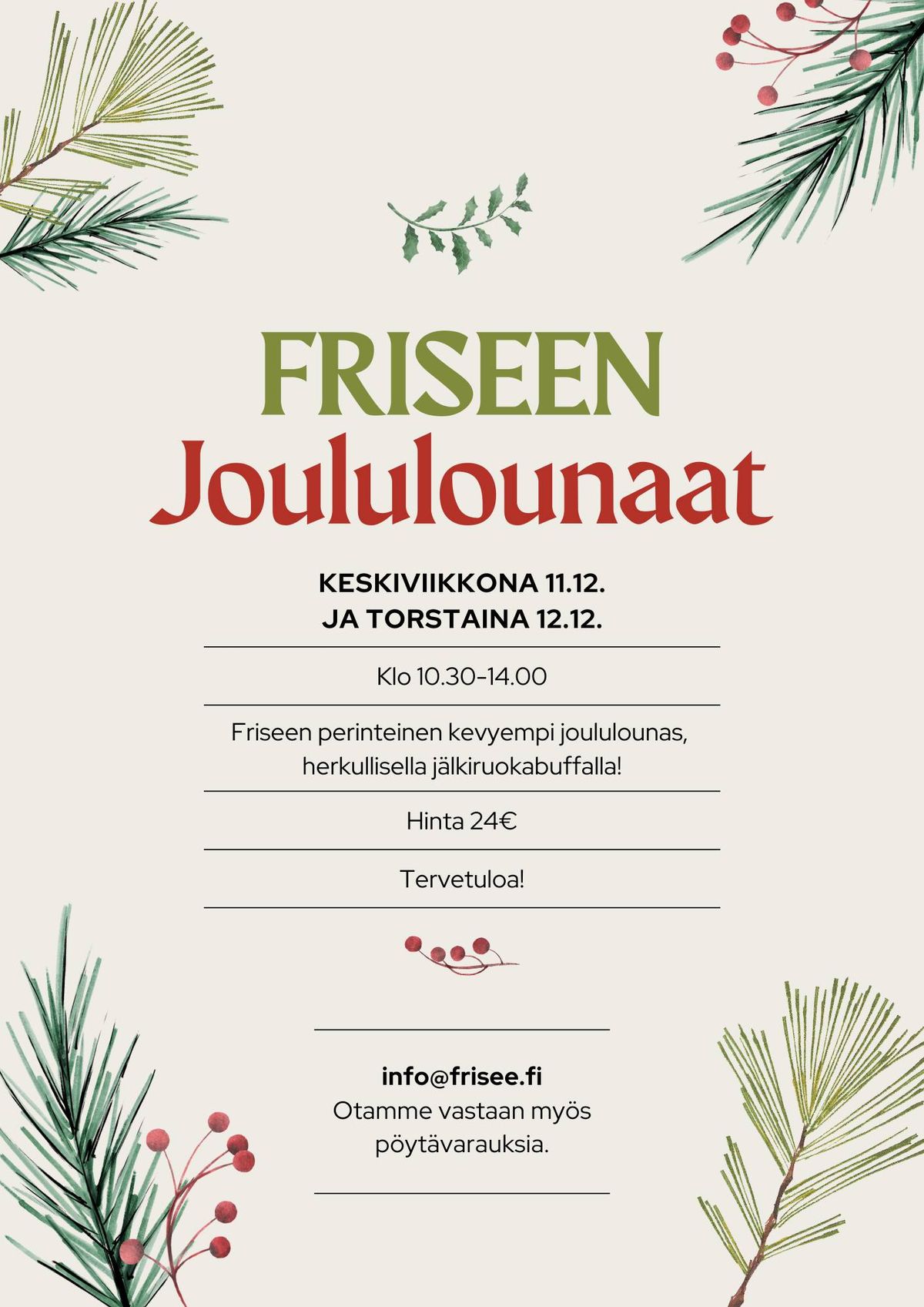 Friseen Joululounaat