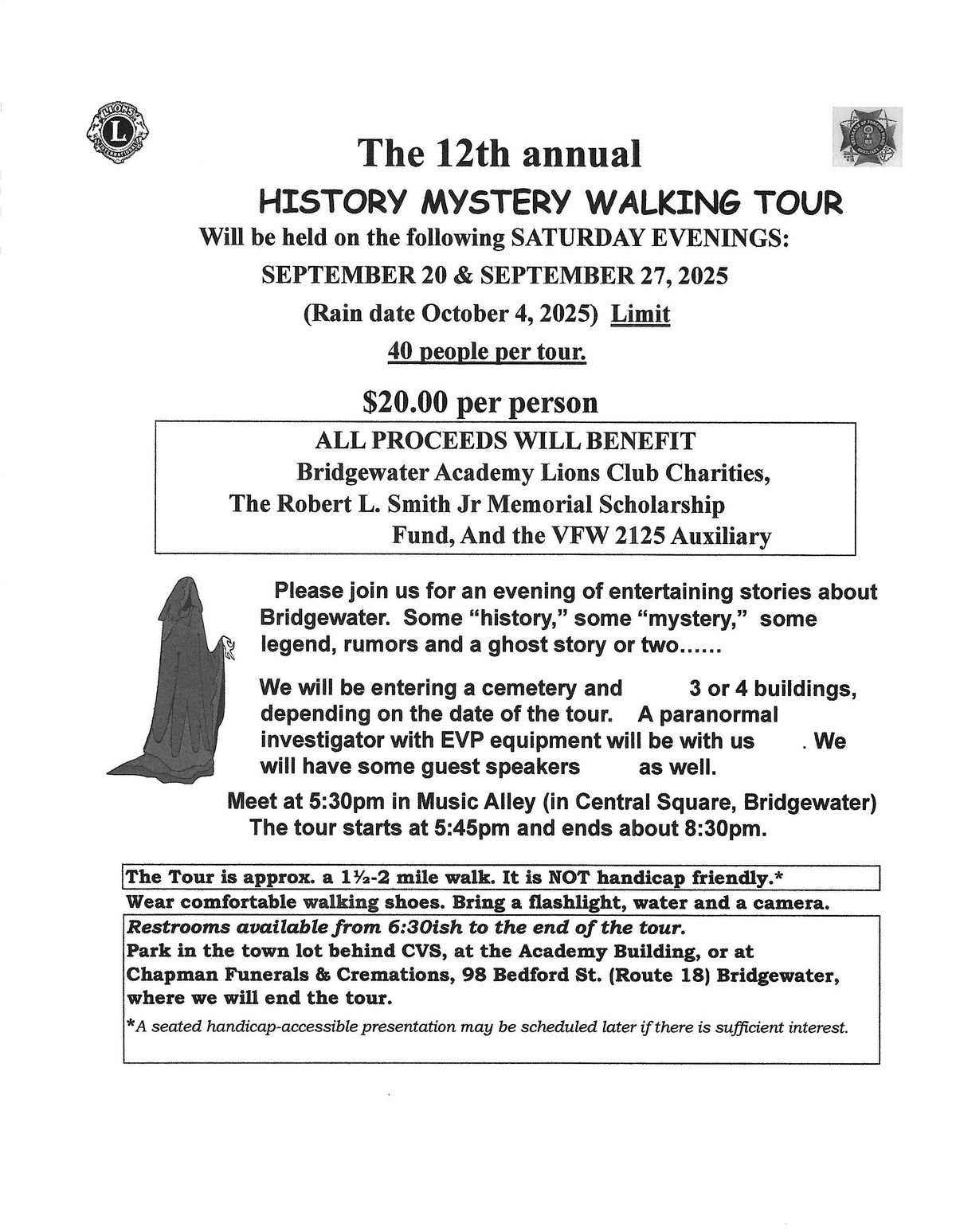 12th Annual History Mystery Walking Tour of Bridgewater, MA