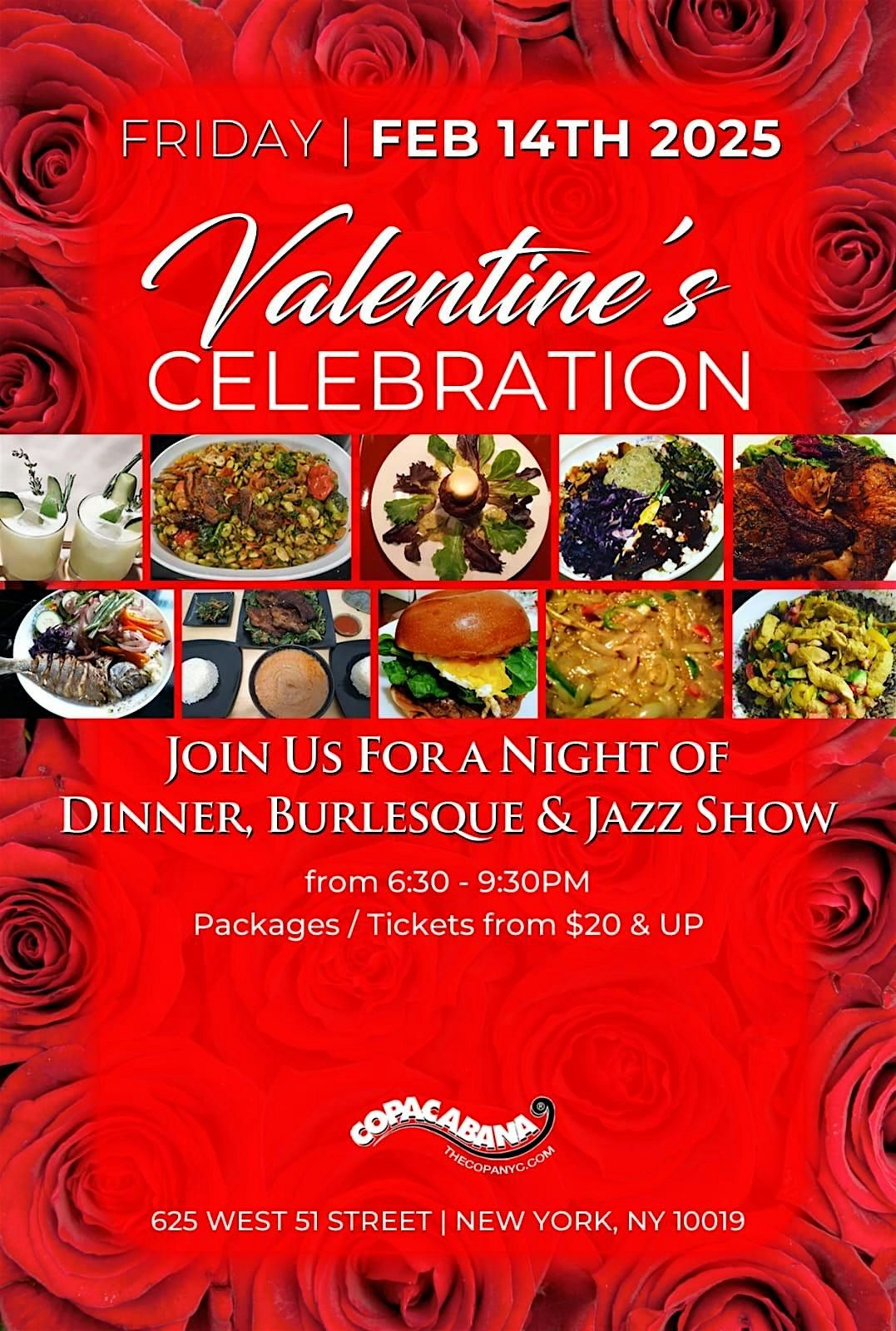 COPACABANA NYC VALENTINE'S DINNER, BURLESQUE & JAZZ SHOW 2025