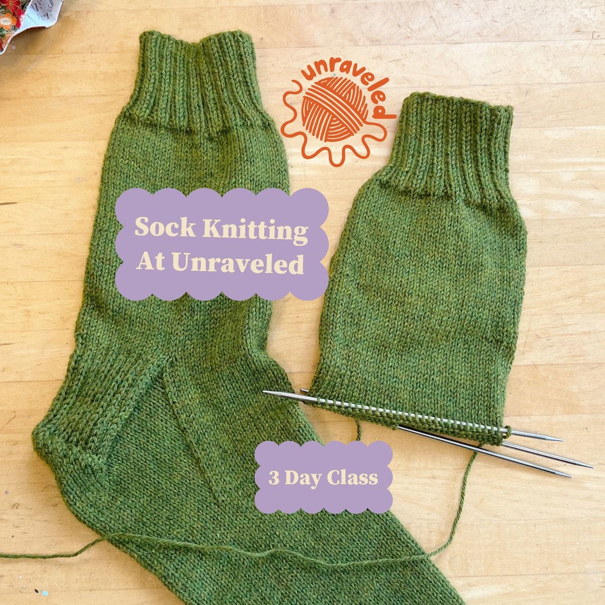 Sock Knitting at Unraveled 