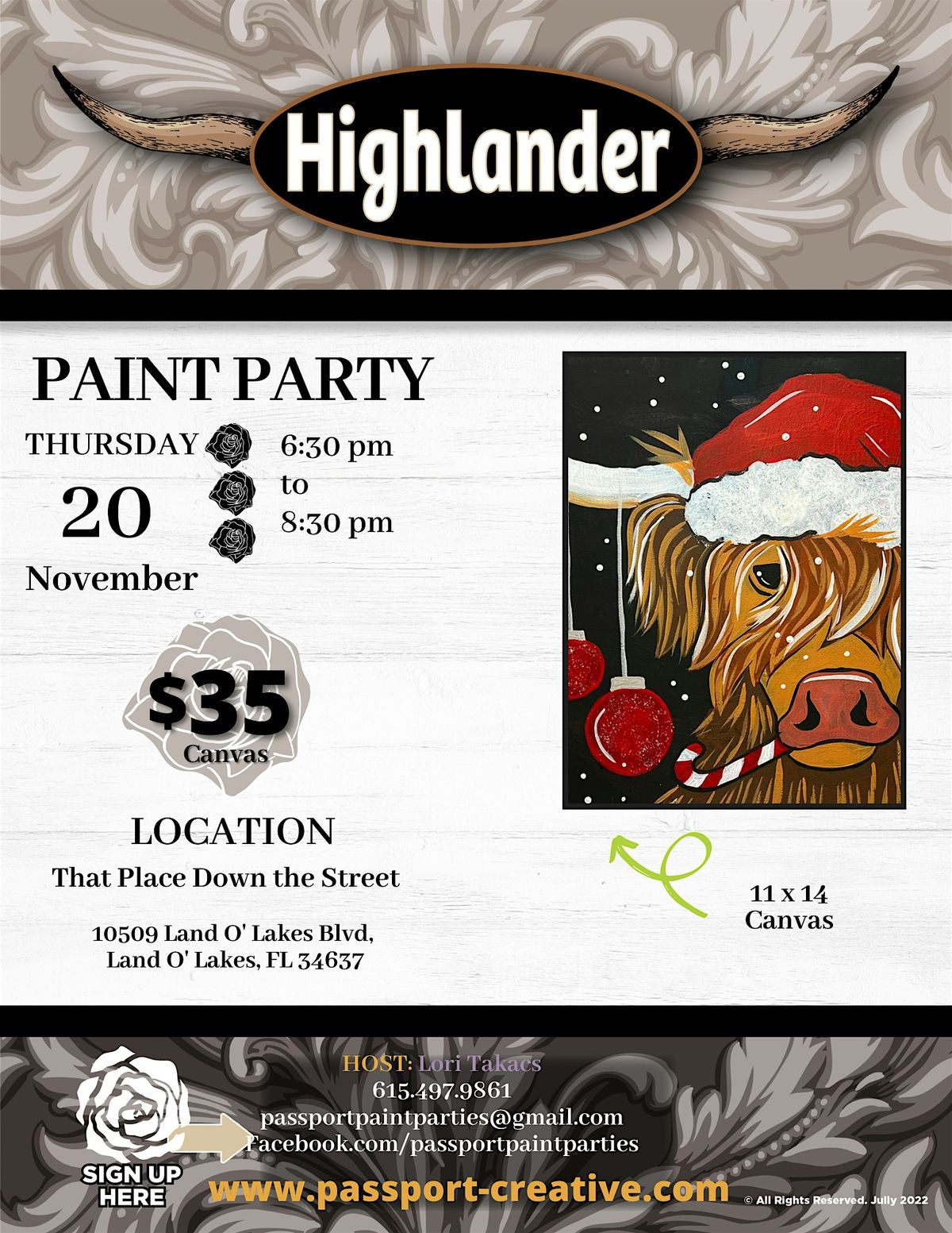 11.20.25 Holiday Highlander Paint and Sip at That Place Down the Street