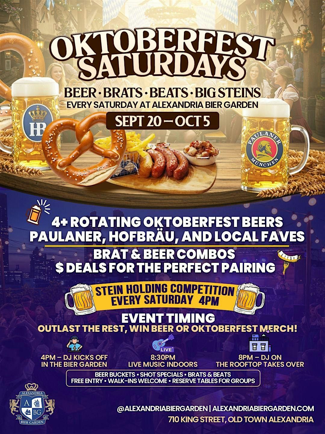 Oktoberfest Saturdays at ABG \u2013 Beer, Brats & Beats in Old Town!