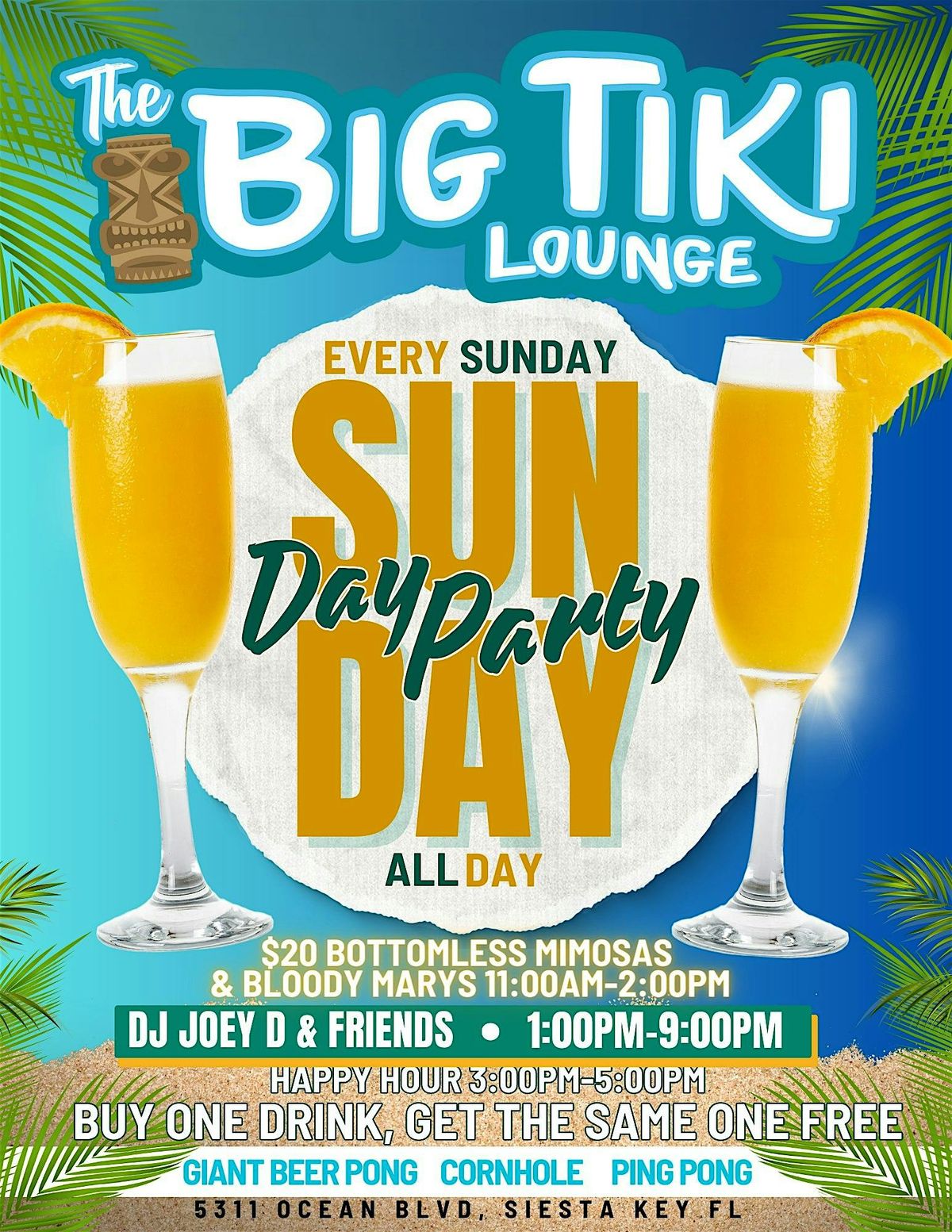 Sunday Day Party with DJ Joey D & Friends @ The Big Tiki Lounge